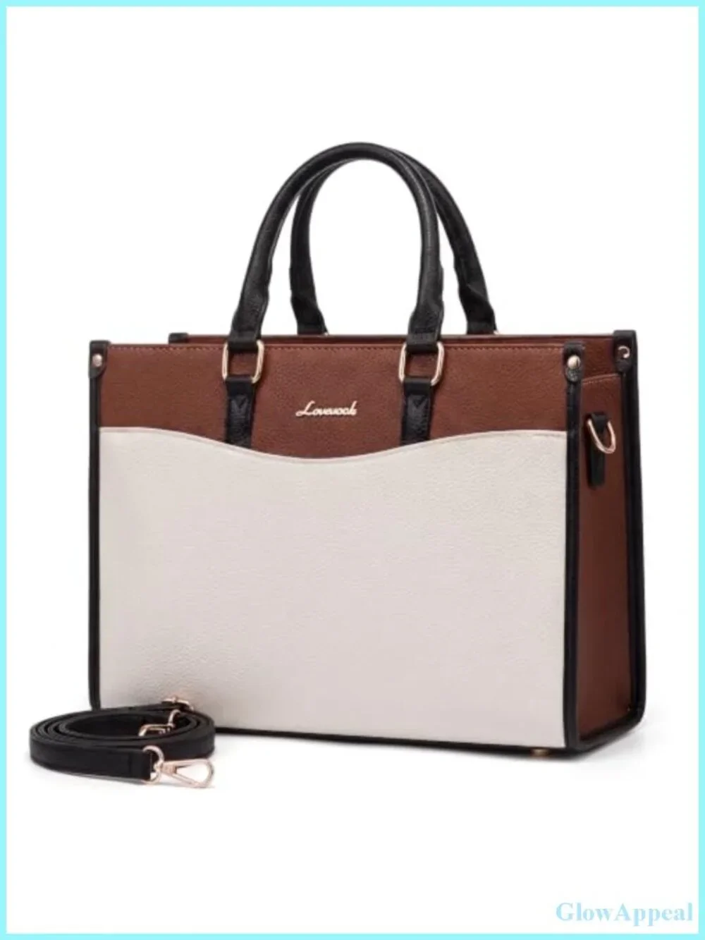 Vegan Leather Satchel Tote Bag with Top Handle & Crossbody Strap